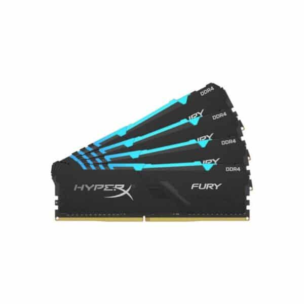 Kingston HyperX Fury RGB 32GB (4 x 8GB) DDR4 DRAM 3000MHz C15 Memory Kit  Black